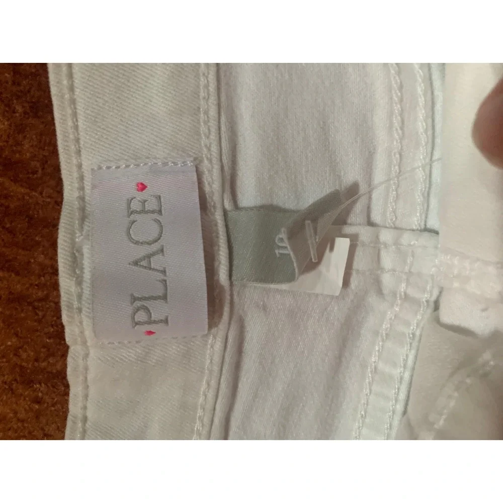 The Children's Place Girls White Denim Bermuda Shorts Size 10 Solid Basic Casual